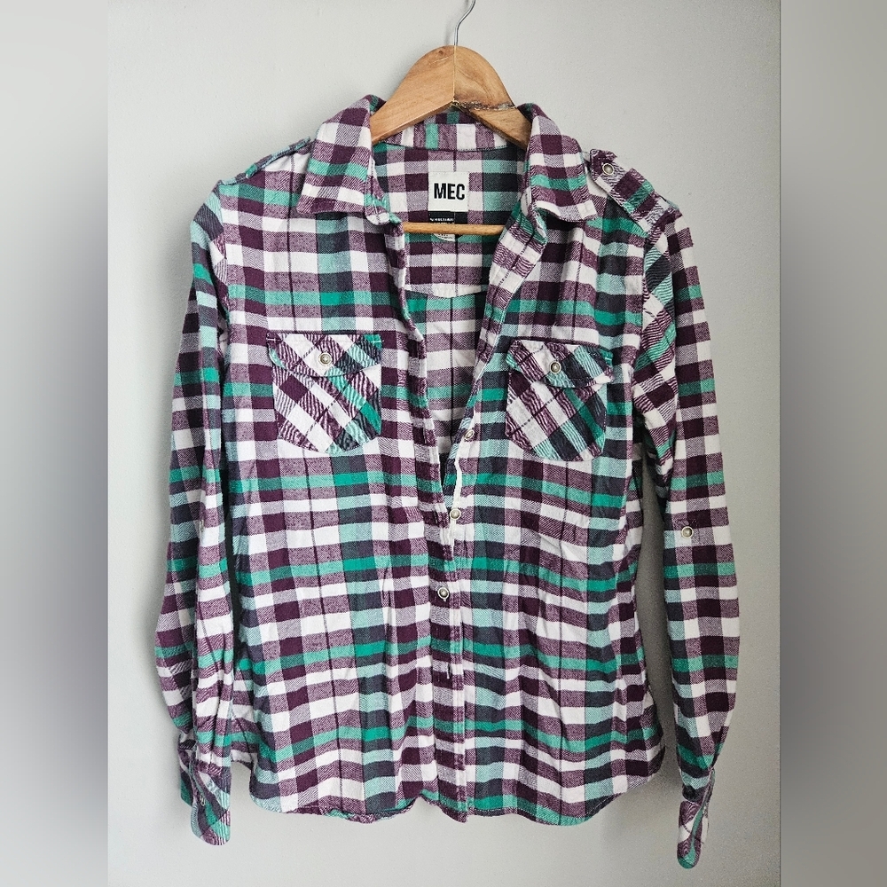 MEC 100% Organic Cotton Plaid Flannel Shirt Large